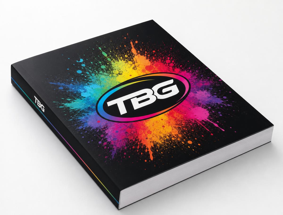 Perfect bound catalog with printed spine