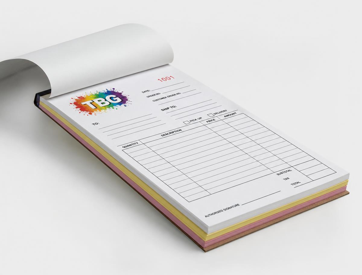 Bound carbonless form book with cardboard backer