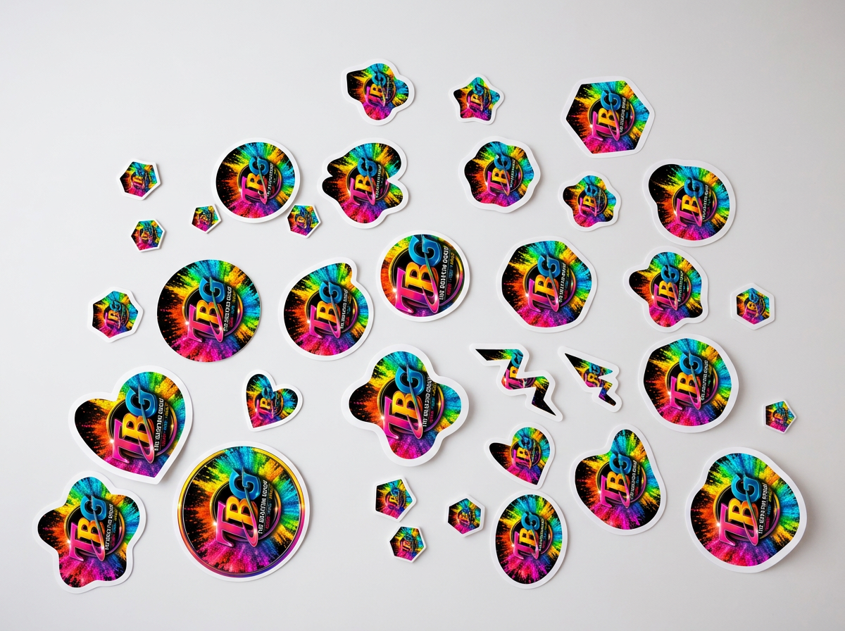 Assorted printed stickers and decals